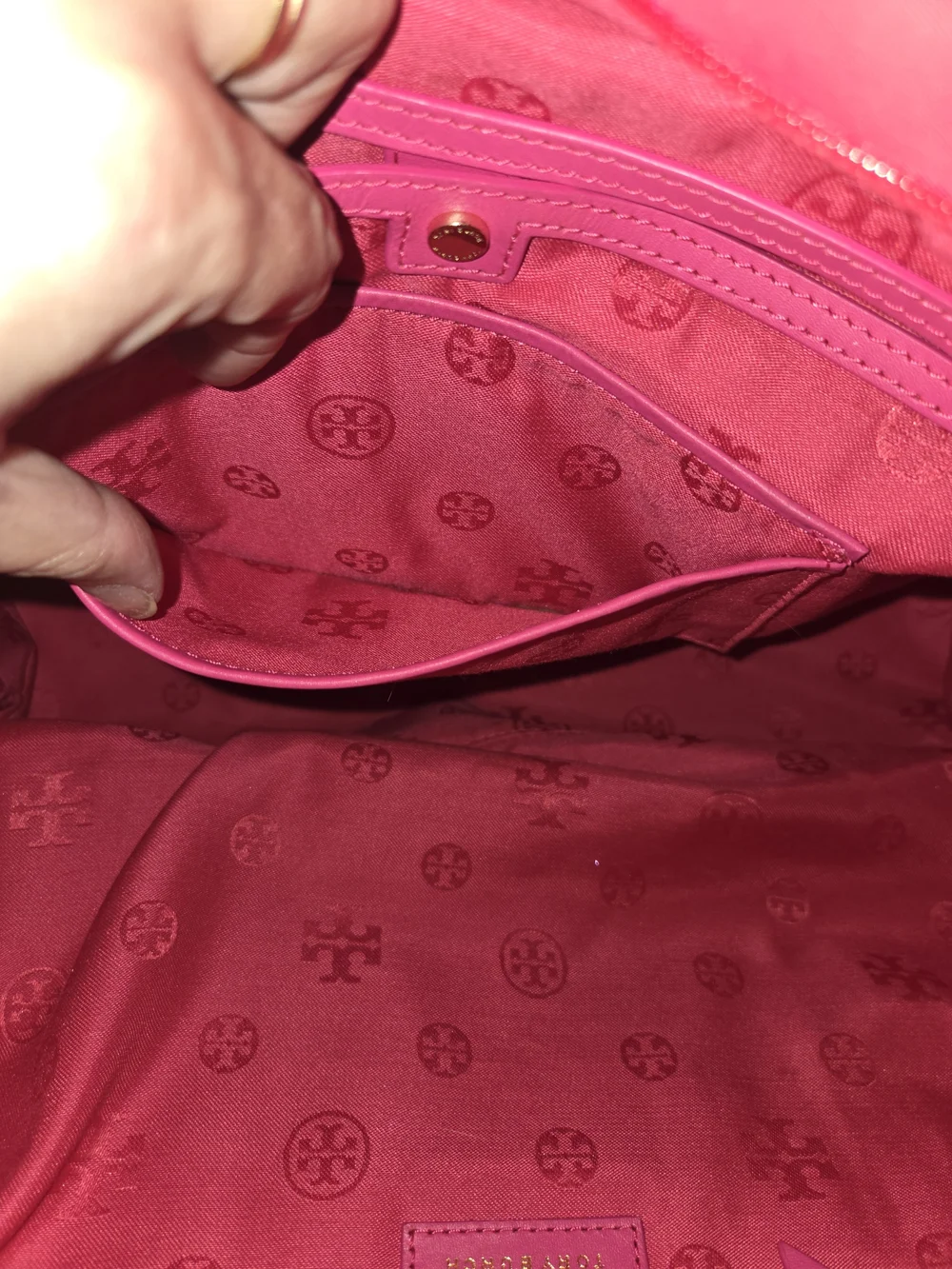 Tory Burch Quilted Logo Tote in Hot Pink/Cerise